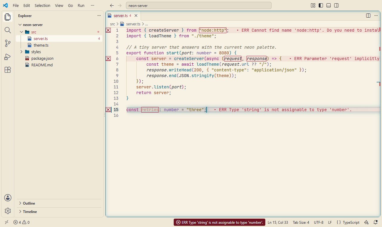 Daylight: a warm light theme with dark text and subtle colored highlights.