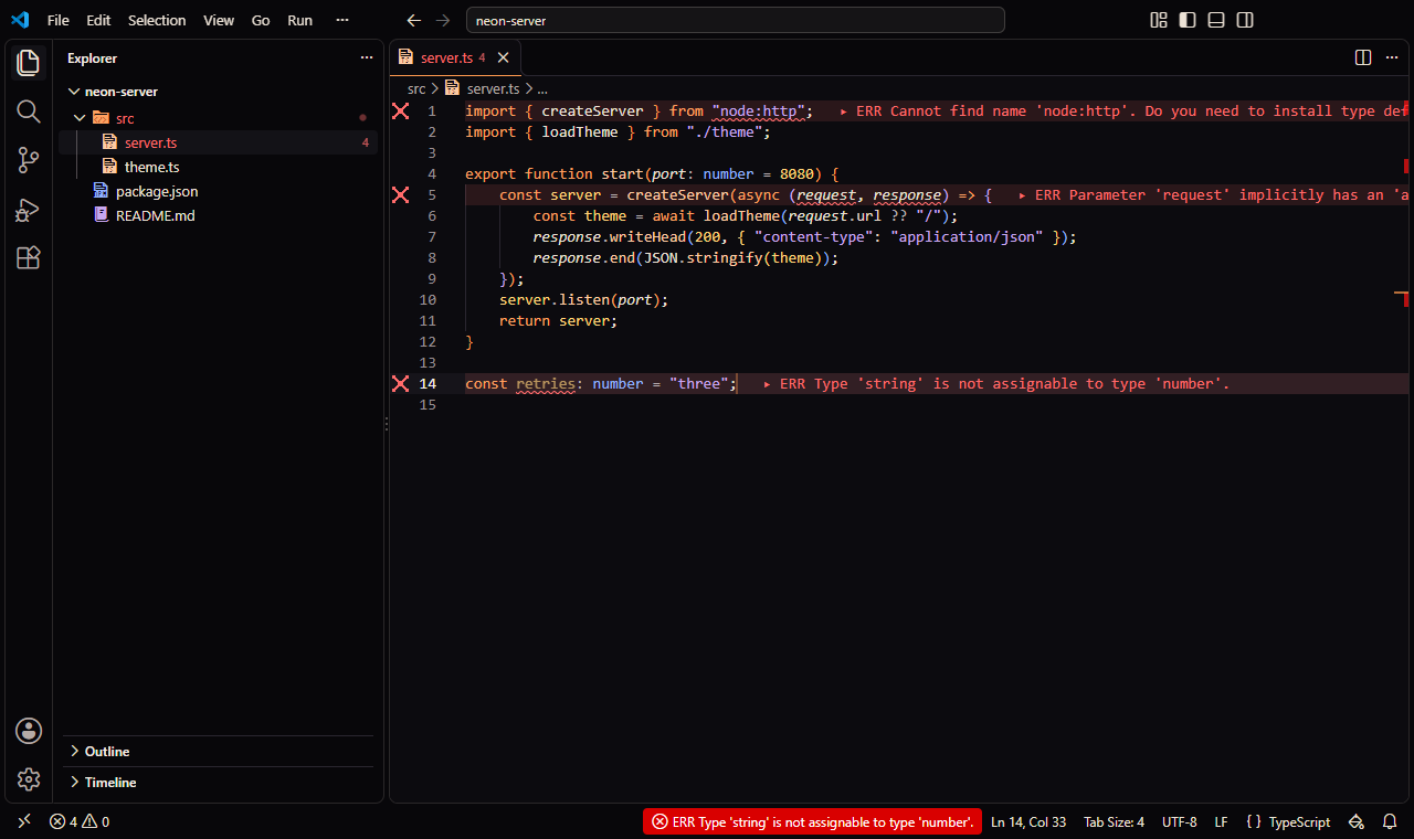 VS Code with the Horizon preset