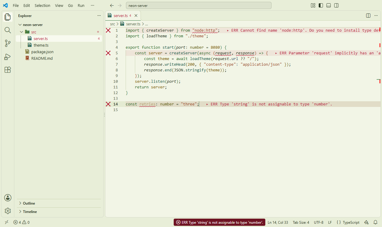 VS Code with the Tea Garden preset