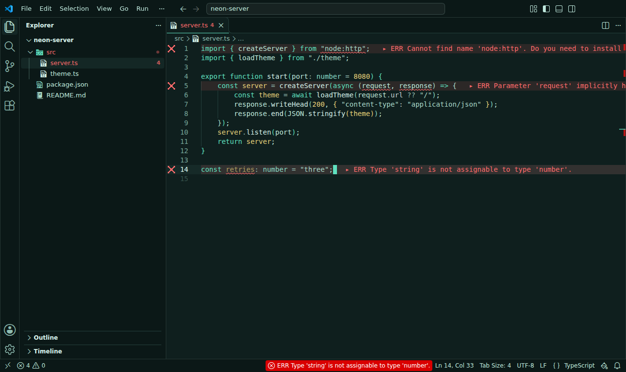 VS Code with the Teal Terminal preset